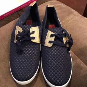 BRAND NEW NEVER WORN Navy Blue/Gold Sneakers